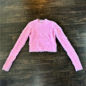 Zara Pink Fuzzy Long Sleeve Sweater- Size M